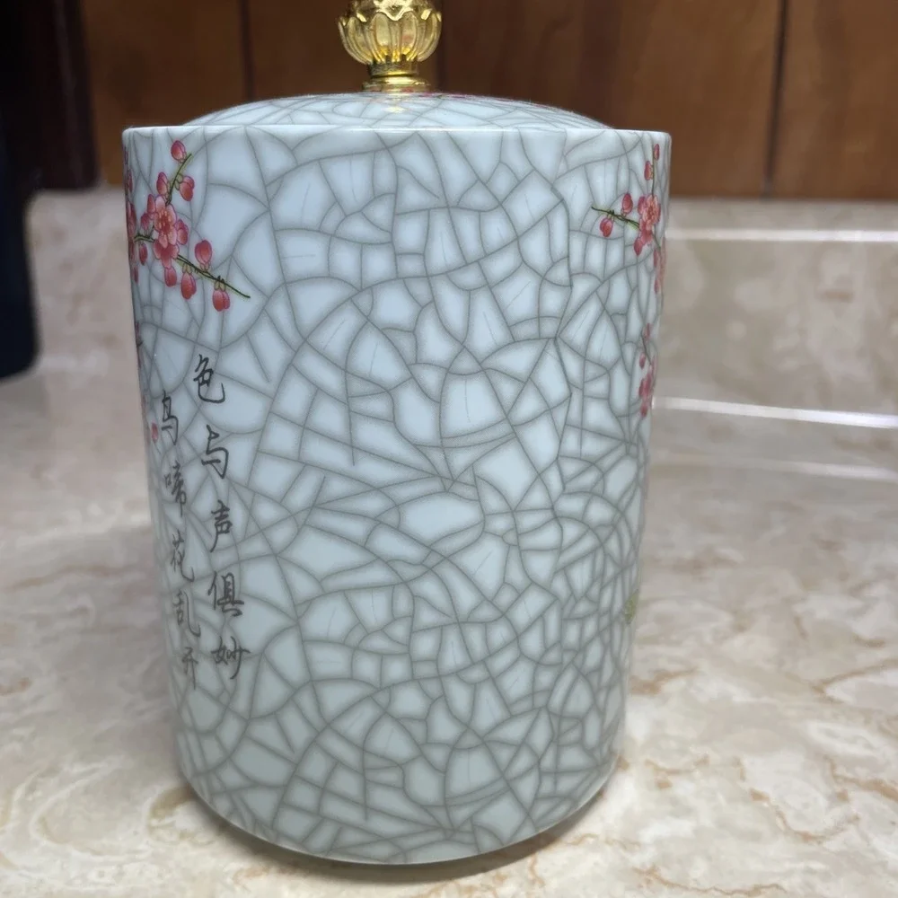 Beautiful Vibrant Ceramic Tea Canister 5x3.5